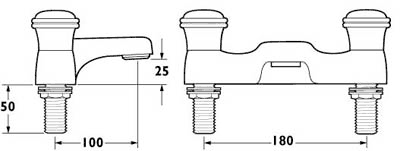 Technical image of Deva Senate Bath Filler Tap (Chrome And Gold).