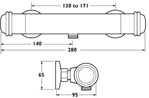 Technical image of Deva Senate Senate Low Pressure Thermostatic Shower Valve (Chrome).