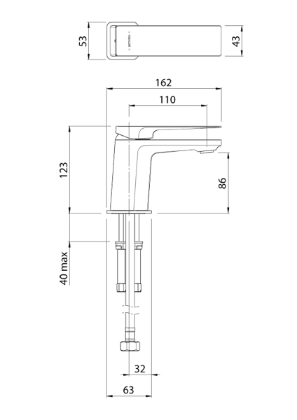 Technical image of Methven Surface Basin Mixer Tap (Chrome).