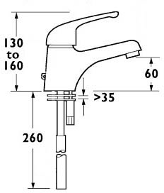 Technical image of Deva Revelle Librio Mono Basin Mixer Tap With Waste Chain Attachment (Chrome).