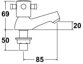 Technical image of Deva Sicilian Bath Taps (Pair).