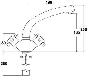 Technical image of Deva Sicilian Dual Flow Kitchen Tap With Swivel Spout.