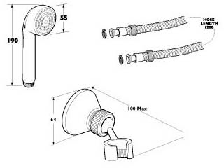 Technical image of Deva Accessories Shower Kit With Shower Handset And Hose (Chrome)