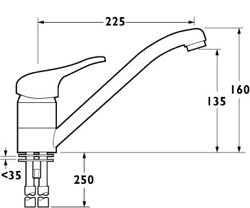 Technical image of Deva Contemporary Sezana Mono Sink Mixer with 1/4 Turn, Swivel Spout.