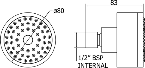 Technical image of Deva Shower Heads Single Mode Shower Head With Swivel Joint (Chrome).