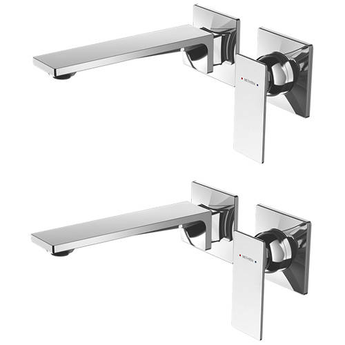 Larger image of Methven Surface Wall Mounted Basin & Bath Mixer Tap Pack (Chrome).