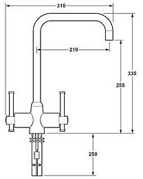 Technical image of Deva Contemporary T-Bar Mono Sink Mixer Tap With Swivel Spout.