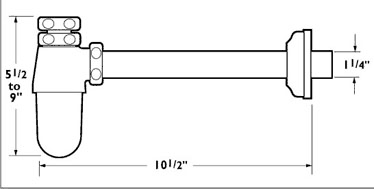 Technical image of Deva Wastes 1 1/4" Bottle Trap (Chrome).