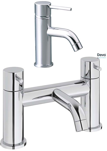 Larger image of Deva Tease Basin & Bath Filler Tap Set (Chrome).