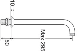 Technical image of Deva Shower Arms 295mm Shower Head Arm (Chrome).