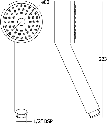 Technical image of Deva Shower Heads Single Mode Shower Handset (Chrome).