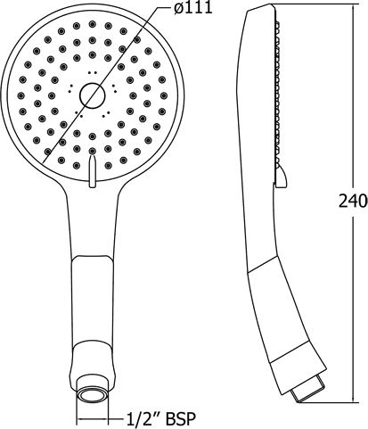 Technical image of Deva Shower Heads 3 Mode Shower Handset (Chrome).