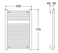 Technical image of TR Rads Flat Straight Towel Rail. 500x770mm. 1369 BTU.