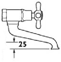 Technical image of Deva Regency Wall Mounted Bath Filler Tap (Chrome).