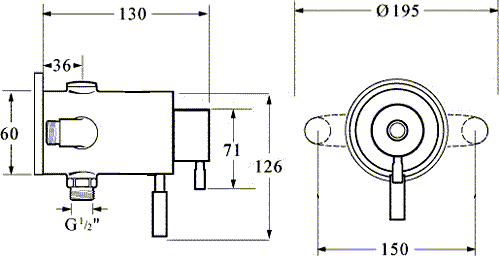 Technical image of Deva Vision Exposed Thermostatic Shower Valve With Multi Mode Kit.