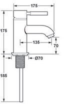 Technical image of Deva Vision Single Hole Bath Filler Tap.