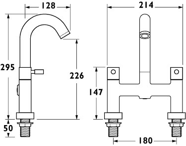 Technical image of Deva Vision Bath Filler Tap.