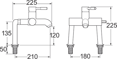 Technical image of Deva Vision Bath Filler Tap.