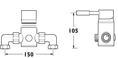 Technical image of Deva Vision Modern Manual Exposed Shower Valve (Chrome).