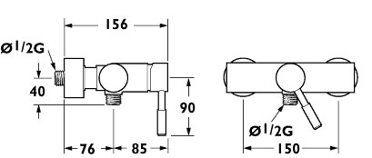 Technical image of Deva Vision Vision Manual Shower Valve.