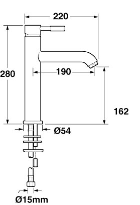 Technical image of Deva Vision Vision Monoblock High Rise Sink Mixer.