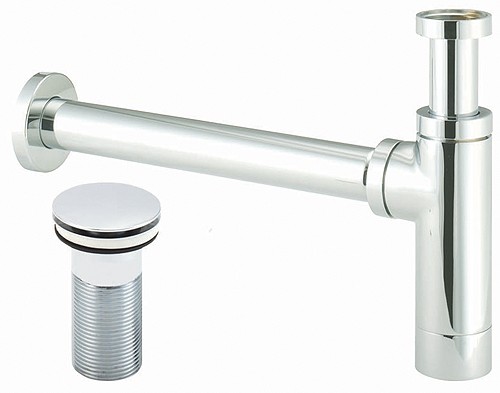 Larger image of Deva Wastes 1 1/4" Bottle Trap And Basin Waste (Slotted, Chrome).