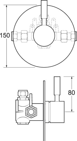 Technical image of Deva Vision Thermostatic Shower Blending Valve (Chrome).