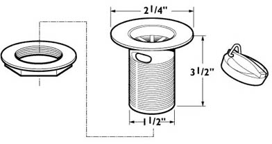 Technical image of Deva Wastes 1 1/2" Sink Waste With Poly Plug (Gold).