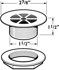 Technical image of Deva Wastes 1 1/2" Shower Waste With 2 7/8" Flange (Gold).