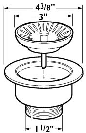 Technical image of Deva Wastes 1 1/2" Kitchen Sink Waste, Flange & Strainer. (Stainless Steel)