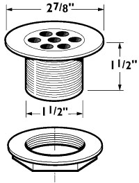 Technical image of Deva Wastes 1 1/2" Shower Waste With 2 7/8" Flange (Chrome).