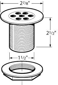 Technical image of Deva Wastes 1 1/2" Shower Waste With 2 1/2" Tail (Chrome).