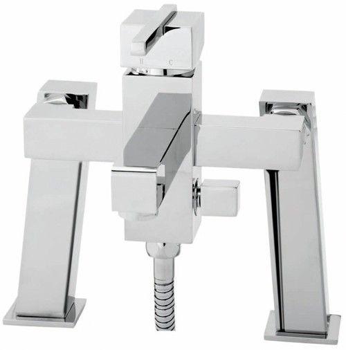 Larger image of Deva Zonos Bath Shower Mixer Tap With Shower Kit And Wall Bracket.