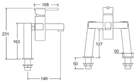 Technical image of Deva Zonos Bath Filler Tap.