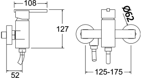 Technical image of Deva Zonos Manual Shower Valve.