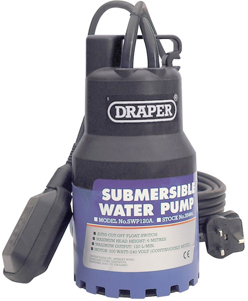Larger image of Draper Submersible Water Pump With Float Switch, Cable & Plug.