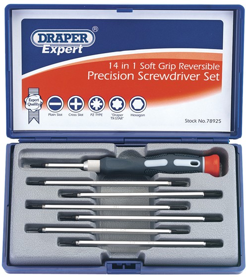 Larger image of Draper Tools 8 Piece Reversible Precision Screwdriver Set.