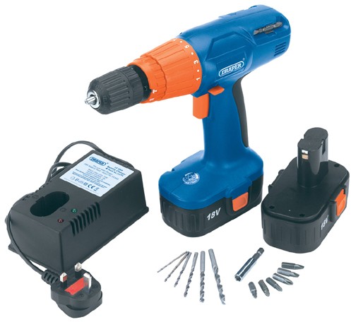 Larger image of Draper Power Tools 18v Cordless hammer drill with 2 batteries.