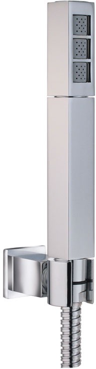 Larger image of Vado Mix2 Single function shower handset with hose and wall bracket.