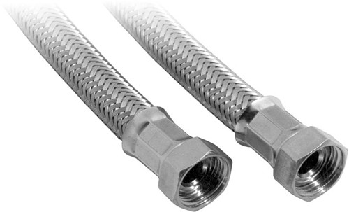 Larger image of Vado Pex Stainless steel braided flexible hoses (pair). 1/2"x1/2" x 300mm.