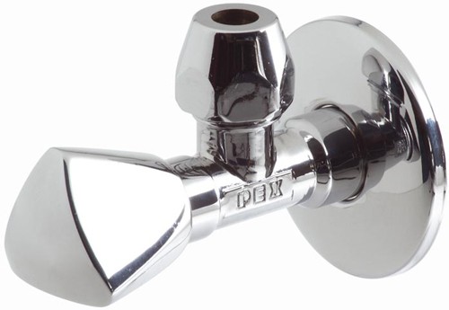 Larger image of Vado Pex Chrome luxury pattern angle valve, 1/2", 10mm compression.