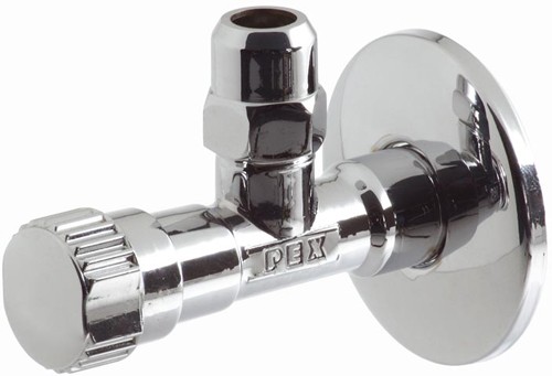 Larger image of Vado Pex Chrome plated mini angle valve, 1/2". 10mm compression.