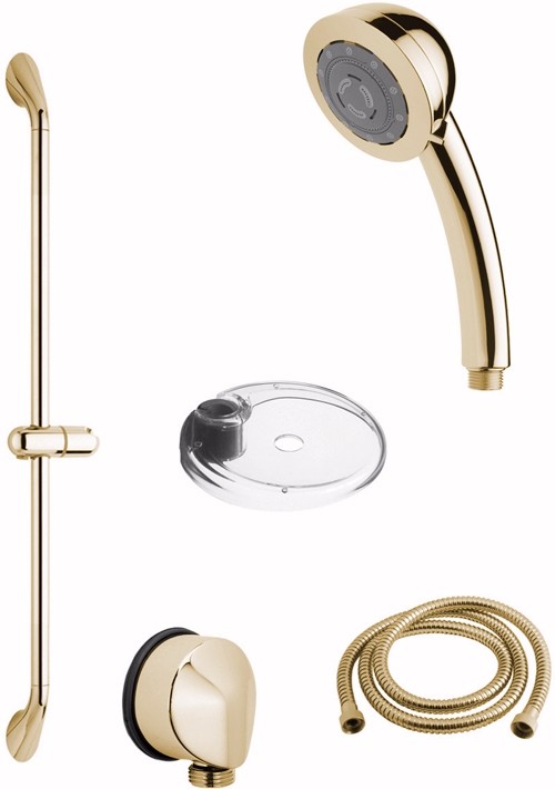 Larger image of Vado Shower 600mm I-Class multi function slide rail kit, high pressure, gold.