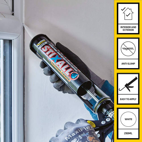 Example image of Everbuild STIXALL Extreme Power Sealant & Adhesive (1 Tube, White).