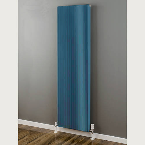 Larger image of EcoHeat Hadlow Vertical Aluminium Radiator 1526x400 (Pastel Blue).