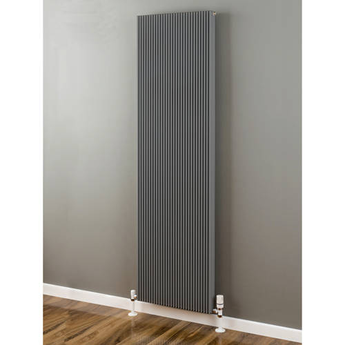 Larger image of EcoHeat Hadlow Vertical Aluminium Radiator 1526x480 (Window Grey).