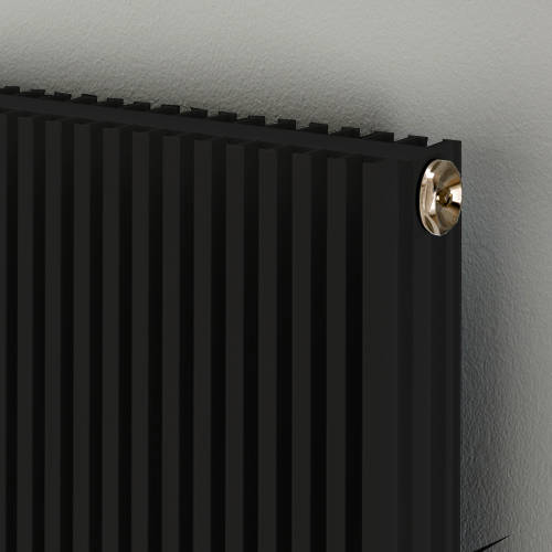 Example image of EcoHeat Hadlow Vertical Aluminium Radiator 1526x560 (Jet Black).