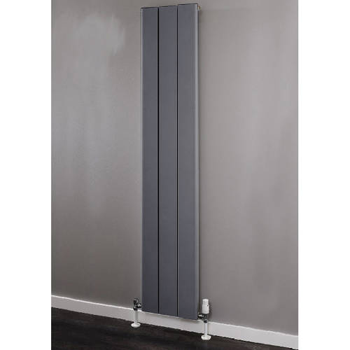 Larger image of EcoHeat Radcliffe Vertical Aluminium Radiator 1500x356 (Grey).