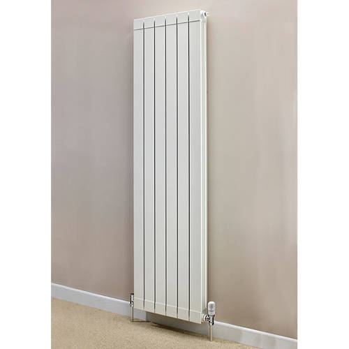 Larger image of EcoHeat Saxon Vertical Aluminium Radiator & Brackets 1446x260 (White).