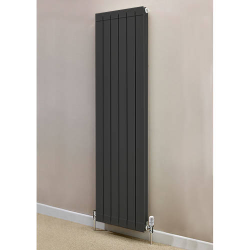 Larger image of EcoHeat Saxon Vertical Aluminium Radiator & Brackets 1446x420 (Olive).